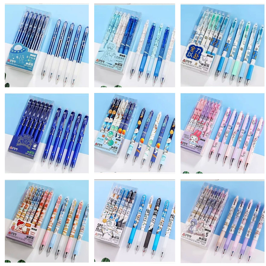 Картонно-рисованные ручки, Cartoon высокого качества, стираемая роликовая ручка blue erase pen для учащихся начальной школы
