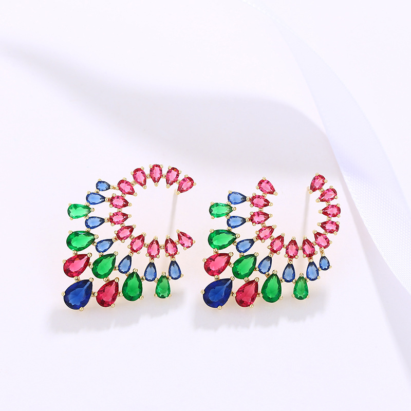 Xuking joyería de imitación de color tesoro serie elegante pendientes al por mayor en forma de gota artificial joya con incrustaciones de comercio exterior pendientes transfronterizos