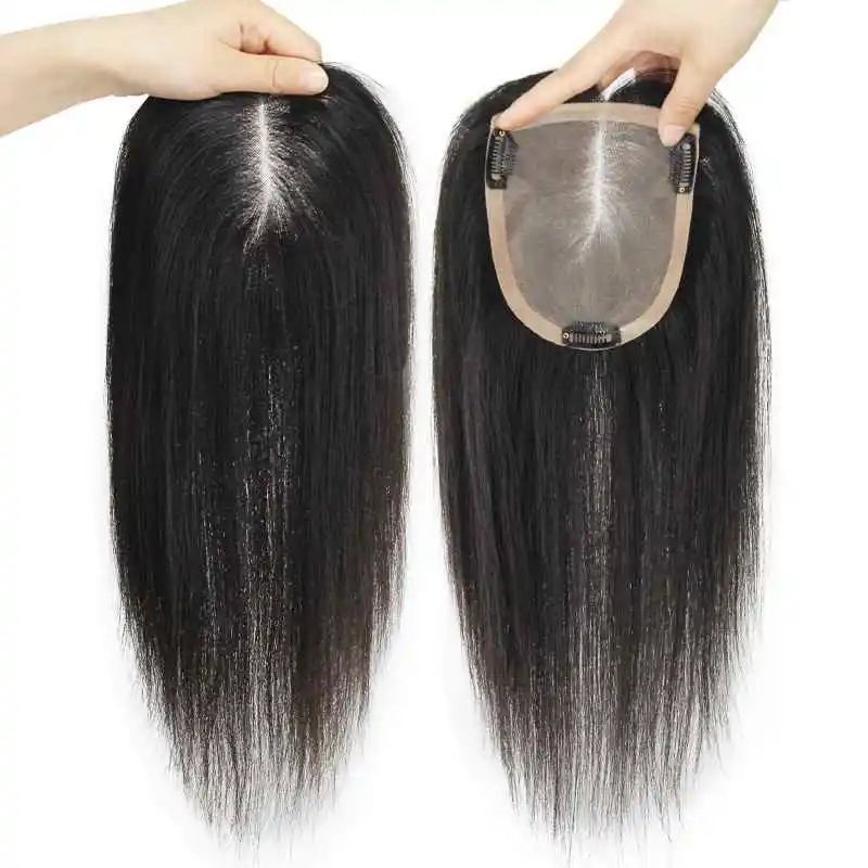 Peruca de cabello de mujer tejida a mano, bloque de cabello superior de malla 3 red suizo, pieza de cabello de malla dividida, wig de cabello humano