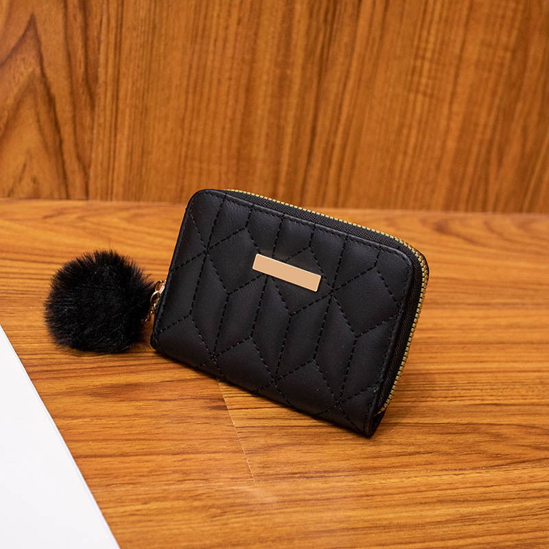 2023 nueva mujer billetera corta multi-tarjeta coreana bolsa de mano con cremallera bolsas de peluche de diamante cambio bolsa de mujer al por mayor