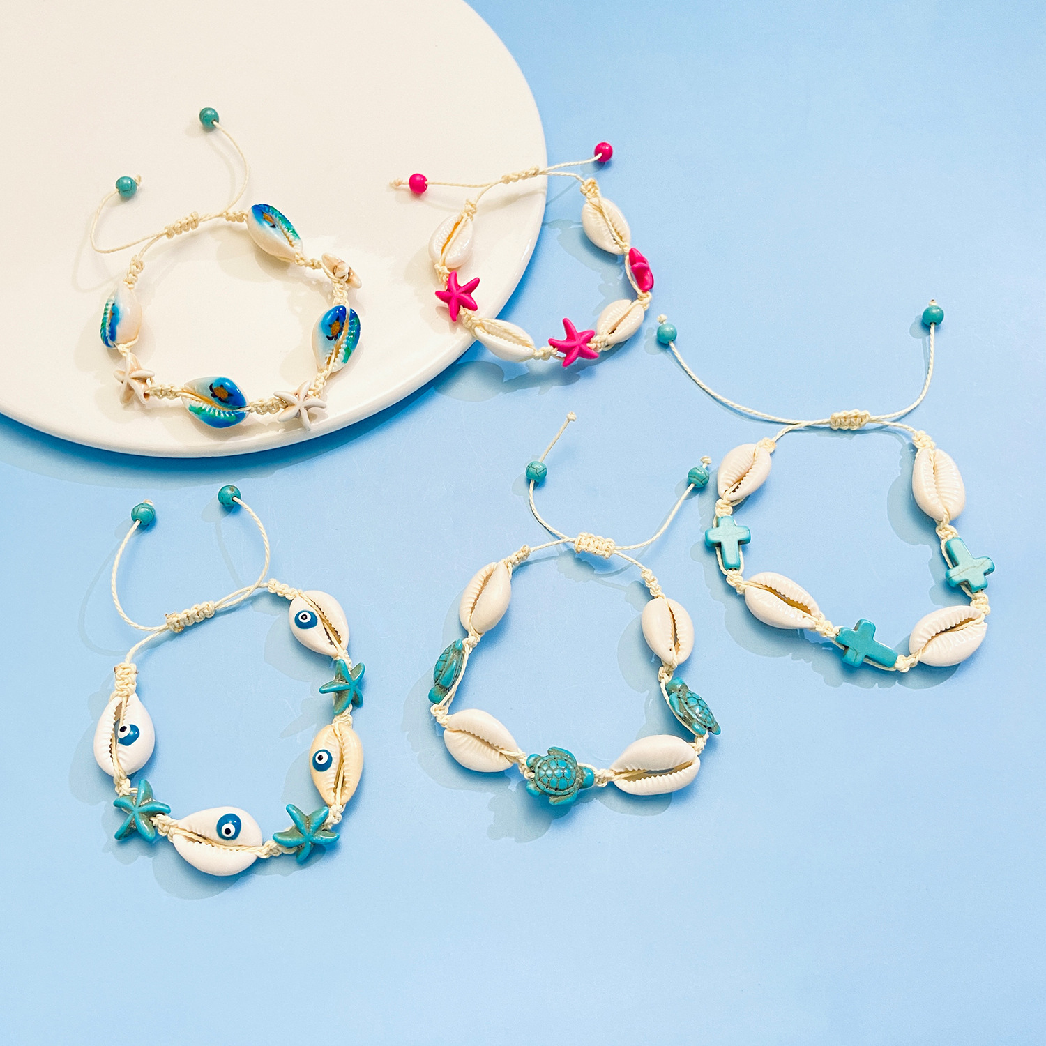 41g Weight Necklace Classification Titanium Steel Chain Material 1 Piece Quantity Masquerade Occasion Alloy Material Starfish, Shell Pattern Women's Gender Beaded Design Retro, Classic Style Style Retro Classic Style Starfish Shell Arylic Alloy Beaded Necklaces Wholesale 7