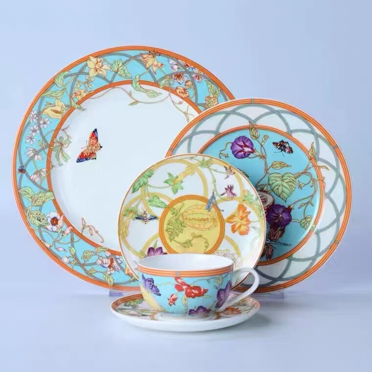 Aima Fruit Butterfly Series Tableware Dinner Plate Bone China Art Steak Creative Decorative Plate Ornaments Gift suit