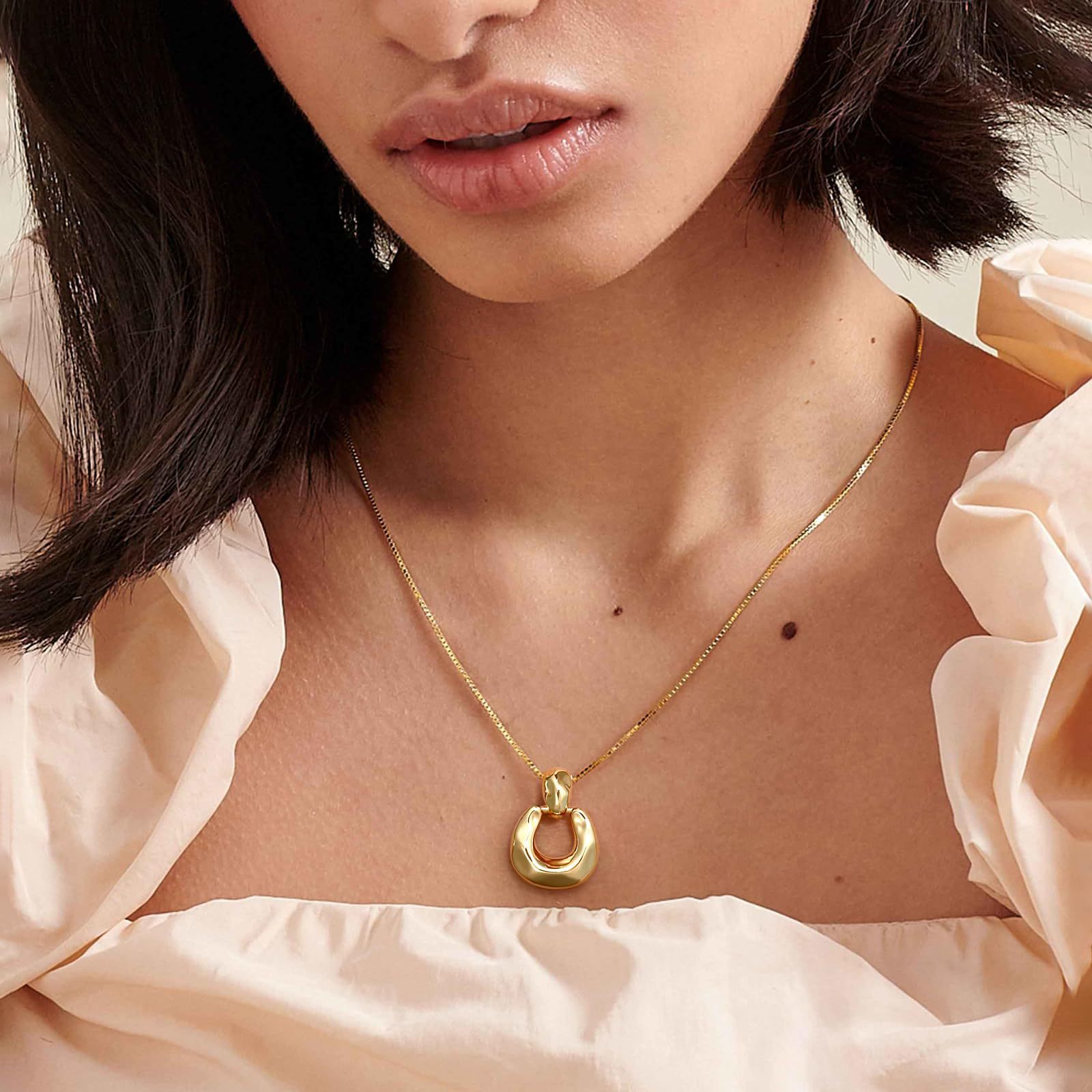 New European and American Ins Style Niche Design 14K Gold Brass Thickeneded Real Gold Electroplated Jewelry Necklace Women's Necklace