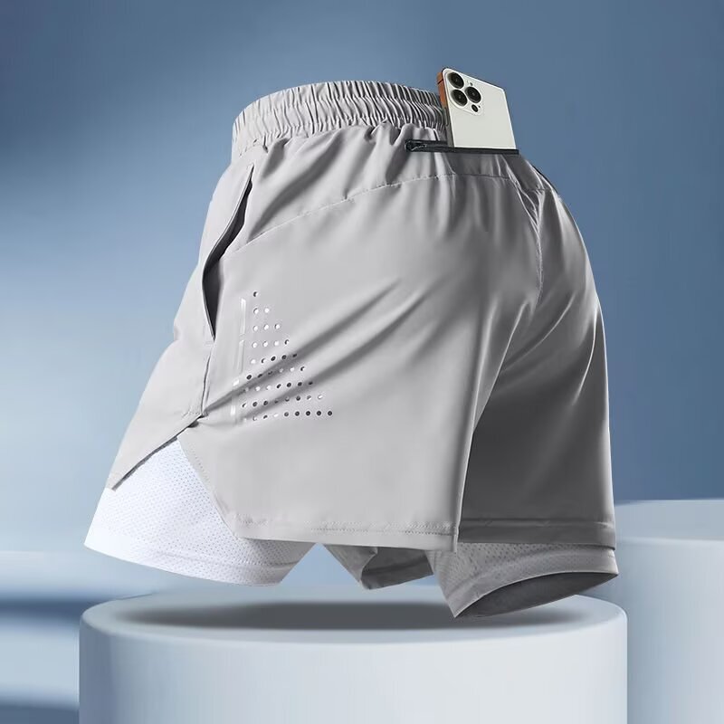 Men's Sports Shorts for Running, with Phone Pocket, Suitable for Summer Cycling, Short and Long Distance Running, Track and Field, Quick-Dry Three-Quarter Pants with Lining Men's Sports Shorts for Running, with Phone Pocket, Suitable for Summer Cycling, Short and Long Distance Running, Track and Field, Quick-Dry Three-Quarter Pants with Lining