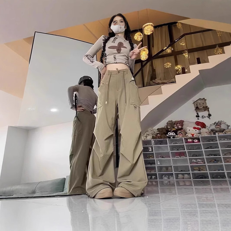 Cargo Pants Spring and Summer American Casual Jazz Loose Functional Outdoor Wide-Leg Sports Pants Multi-Pocket Cargo Pants