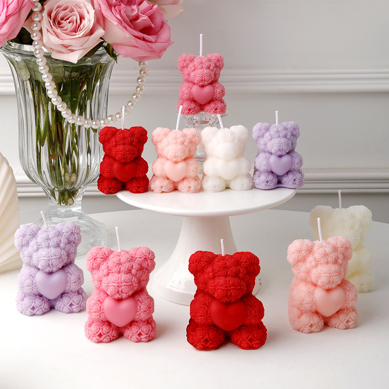 バレンタインデーのかわいいプレゼントバラの愛熊香薫ろうそくの親友の誕生日のお土産バレンタインデーの装飾|undefined