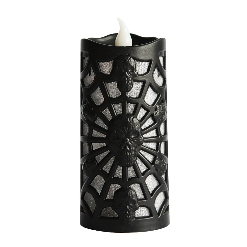 Halloween telaraña LED lámpara de vela flash de color fantasma casa embrujada KTV atmósfera decoración prop lámpara esqueleto