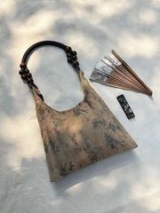 卸売りは新しい中国式の水紋の竹の葉のプリントの禅の意の気質を生放送します。