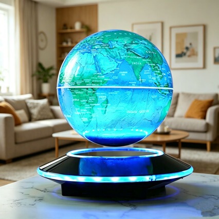 14cm Suspended Globe Creative Home Decoration for Living Room, Study, Office Desk, 3D Night Light