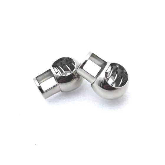 In stock wholesale spherical round metal zinc alloy single hole spring buckle rope buckle shoes clothes and hats adjustable elastic buckle accessories