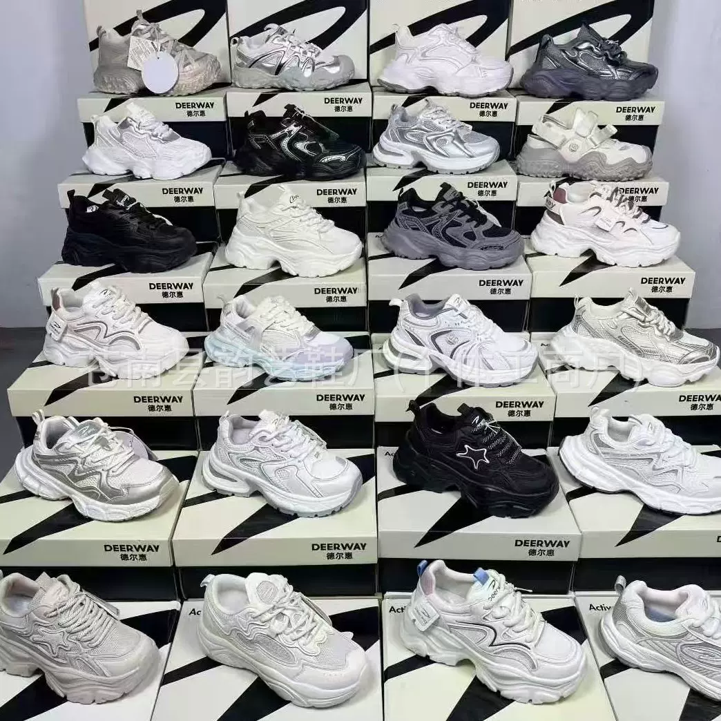 秋冬季高品质皮面运动女鞋撤柜断码厚底老爹鞋外贸运动鞋库存鞋子