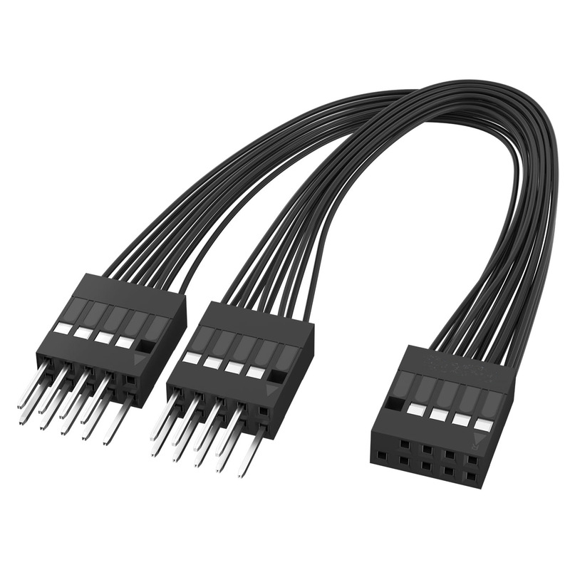PC power switch splitter, 9-pin motherboard jumper splitter, 1 female to 2 male extension cable