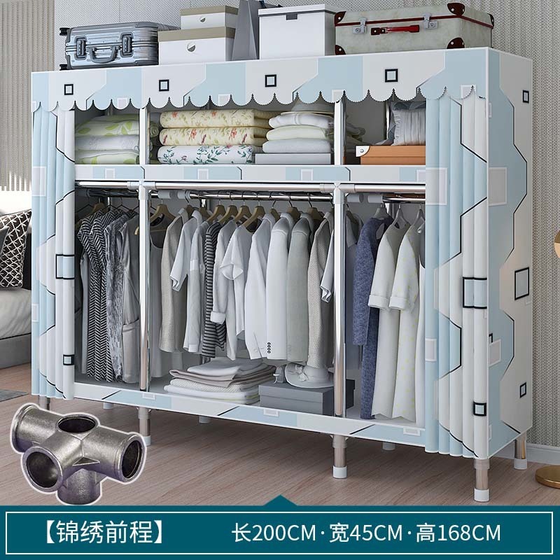 简易衣柜出租房用布衣柜家用卧室加框架钢结构收纳柜子亚马逊|undefined