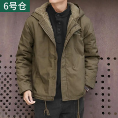 羊羔绒外套男短款宽松保暖连帽工装棉服冬季加绒加厚棉衣