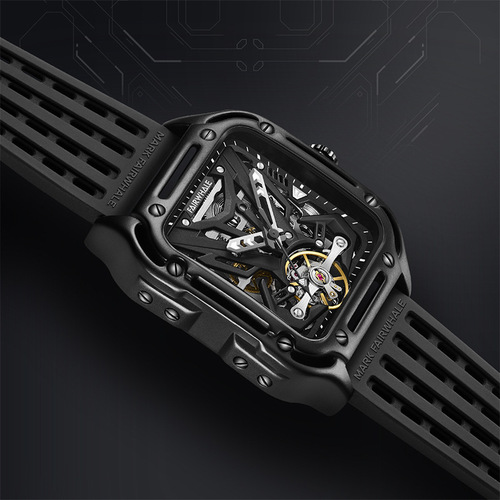 Mark Huafei brand watch men's fully automatic mechanical watch wholesale square large dial tourbillon waterproof watch