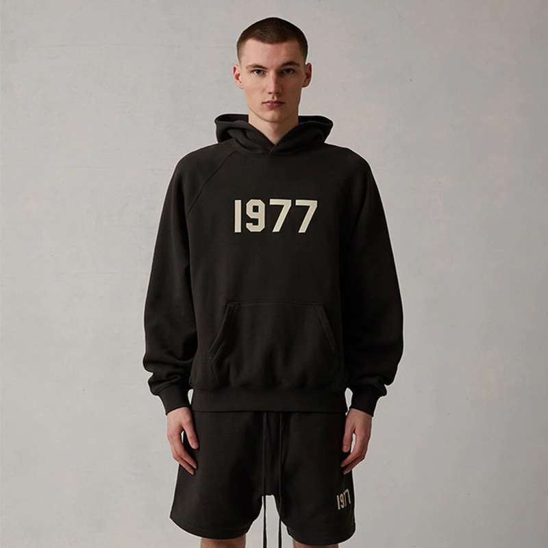 Beflockung 1977 High Street lose Kapuzen pullover FOG Doppel linie ESSENTIALSZONE Trend marke Männer und Frauen