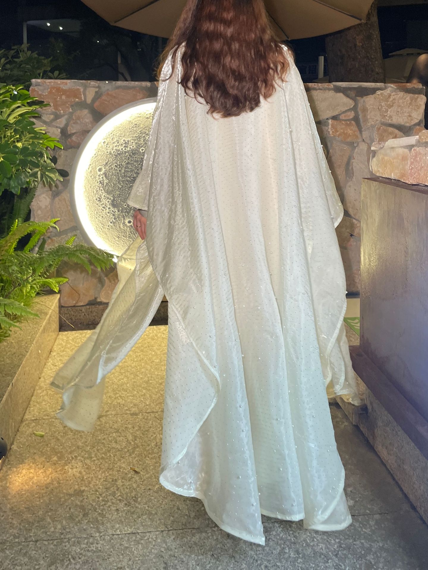 Dubai Abaya Set - Embellished Long Sleeve Open Front Cover With Beaded Detailing (Black, S-L) | Modest Luxury Two-Piece Outfit_voghion.com