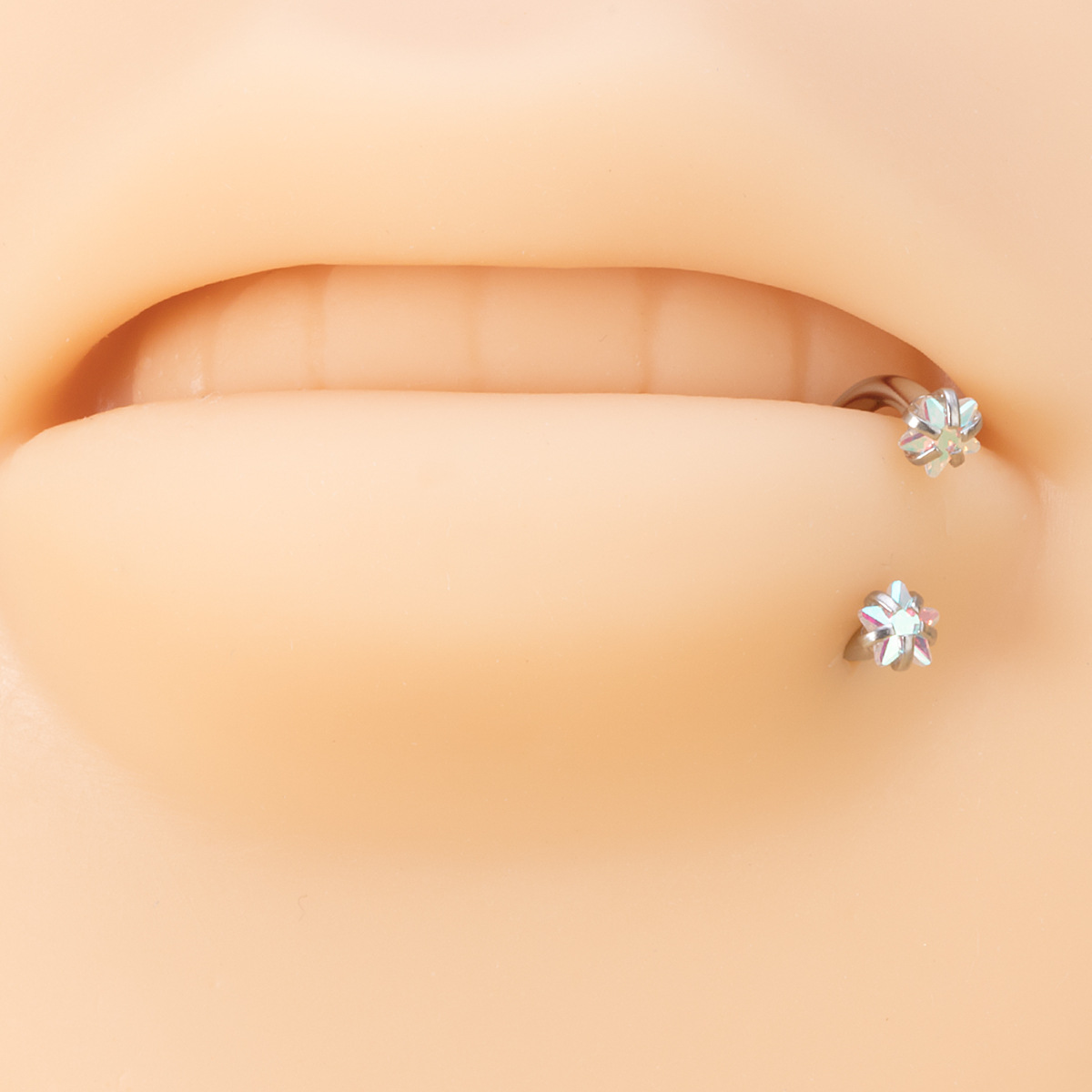 Simple Style U Shape Stainless Steel Inlay Zircon Eyebrow Nails 5 Pieces