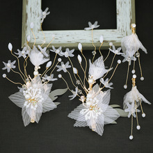 韩式新娘婚纱头饰耳夹超仙甜美边夹套装新款结婚发饰森系