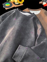 复古干净合身漆点破洞卫衣男设计感小众潮流情侣马甲宽松长袖上衣