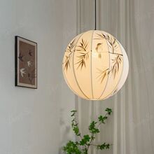 新中式布艺客餐厅吊灯中古卧室书房灯禅意国风民宿吧台茶室吊灯笼