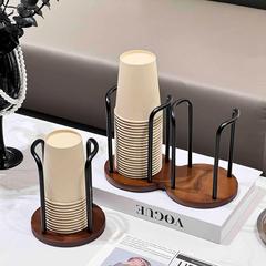 カップホルダー使い捨てカップ収納防塵リビングルーム飲料カップホルダーデスクトップ航空カップシングルベースブラックウッド