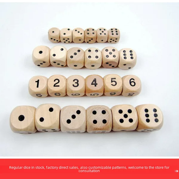 Wooden Sieve Home Game Mahjong Dice Wine Order Ser Solid Wood Primary Color Color Digital Fillet 1.6 Printing Point