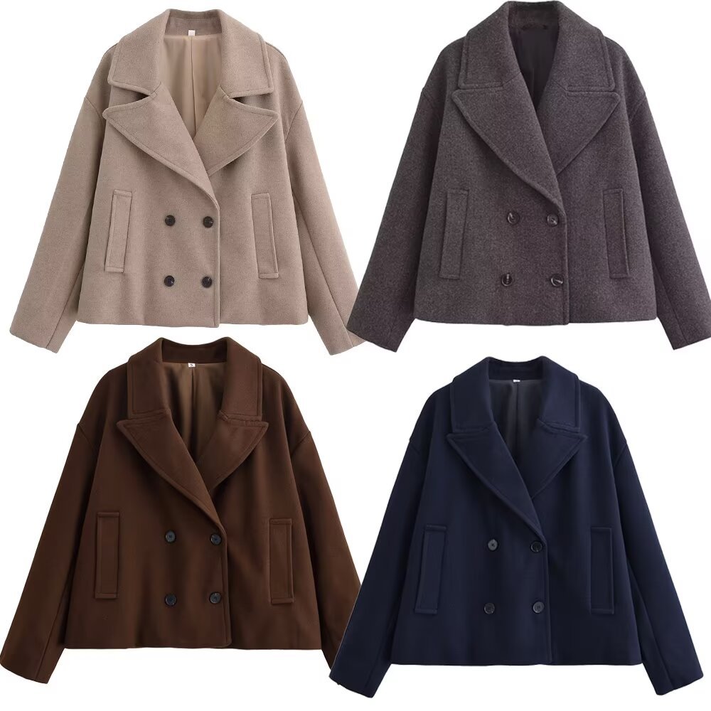 European and American Export Wholesale 2025 Autumn and Winter New Women's Woolen Loose Fashion Lapel Jacket for Women