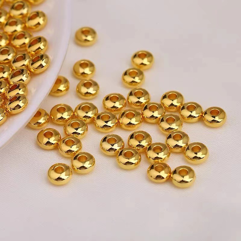 14K包金保色算盤珠子散珠隔片手工diy手鍊隔珠飾品配件輪胎珠墊片