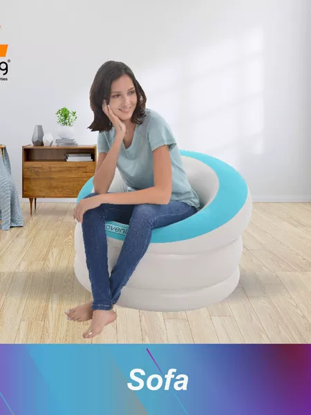 Jilong Luxury Lazy Sofa Pvc Home Outdoor Leisure Inflatable Jelly Feather Sofa Portable Sofa