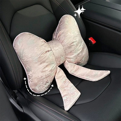 Waist support Pink Satin Bow Car Neck - new-chinese-style-waist-support-1-pink