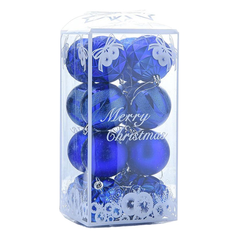 Juego de bolas navideñas irregulares de plástico mate de 6 cm, decoración para árbol de Navidad, bolas colgantes en un cubo
