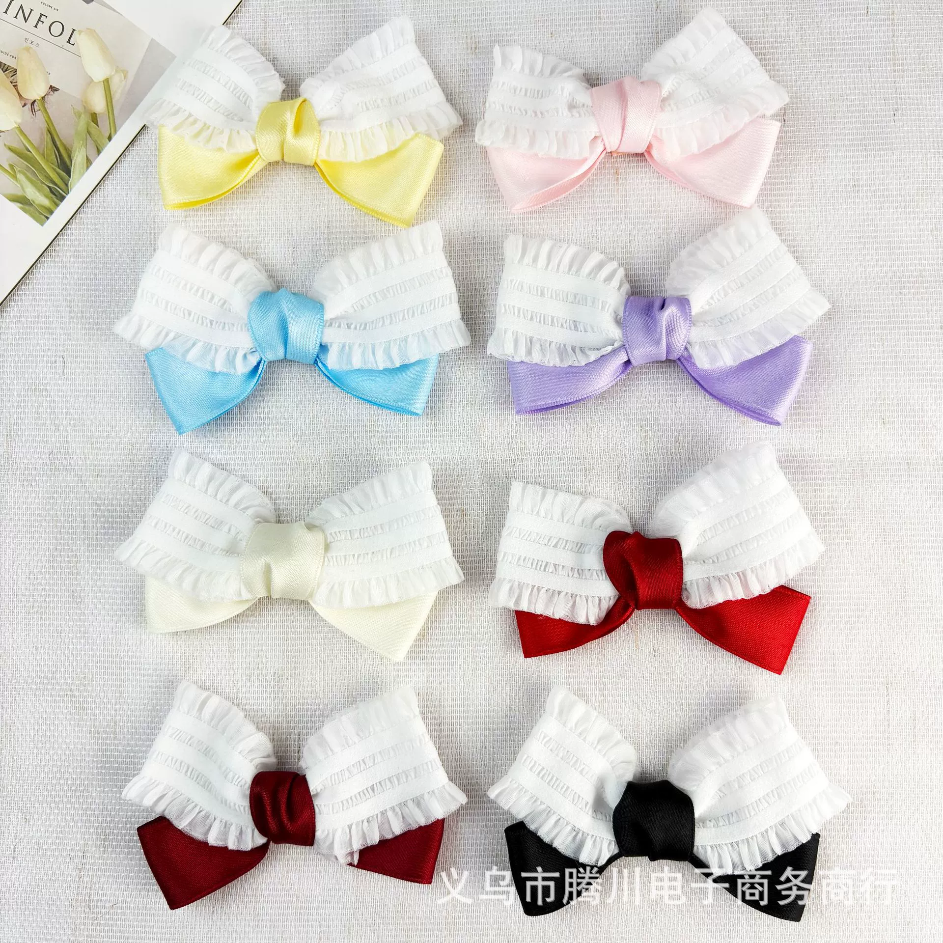 Новая японская и корейская эластичная лента, двухслойный бант, аксессуары для заколок для девочек «сделай сам», украшение для одежды, обуви и шляпы, оптовая продажа.