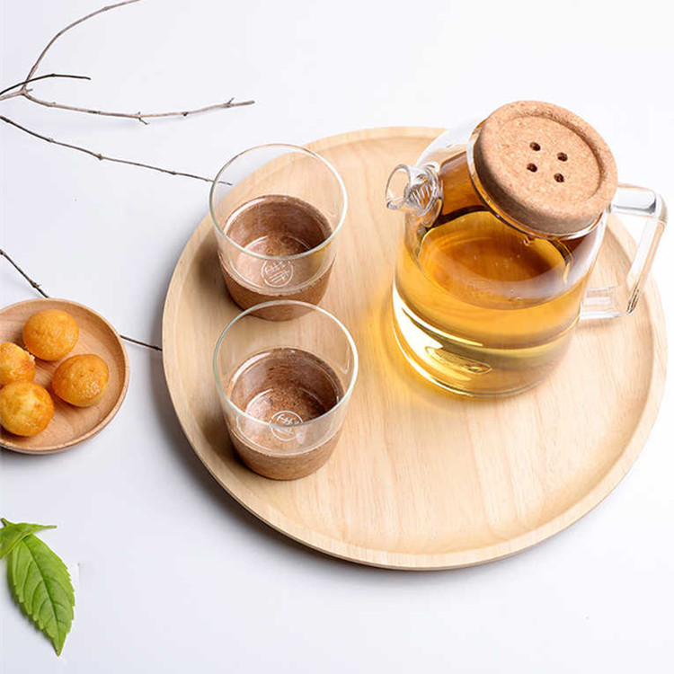 Placa de madera maciza de estilo japonés bandeja de plato redondo pastel plato de pan plato de fruta redondo salsa de inmersión de madera plato bandeja de té restaurante comercial