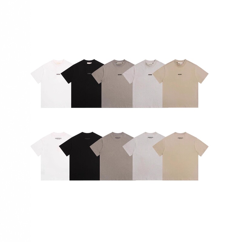 Minimalist Style Fear of God Essentials Lettered Brushed Embossed Fog Short-Sleeved T-Shirt Couple's Version Minimalist Style Fear of God Essentials Lettered Brushed Embossed Fog Short-Sleeved T-Shirt Couple's Version