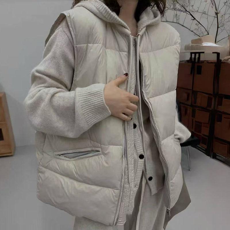 Drawstring Collar Design Cotton Vest Short Jacket for Women 2025 Autumn and Winter New Loose Versatile Thickened Warm Vest Trendy
