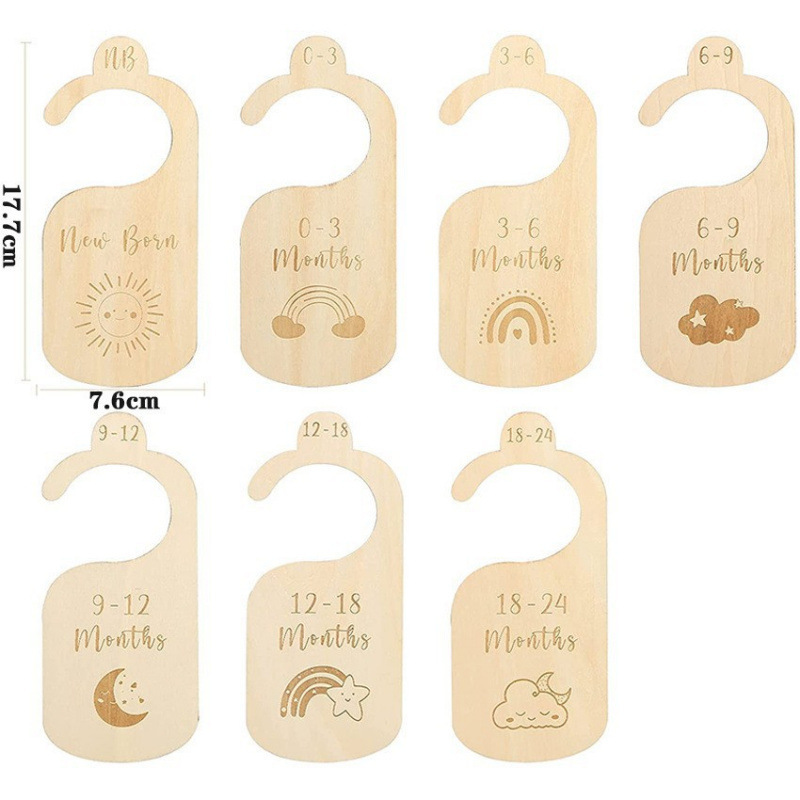 Amazon Cross-Border Best-Selling Wooden Baby Closet Divider Hanging Board Newborn Milestone Card Boxwood Hanging Sign