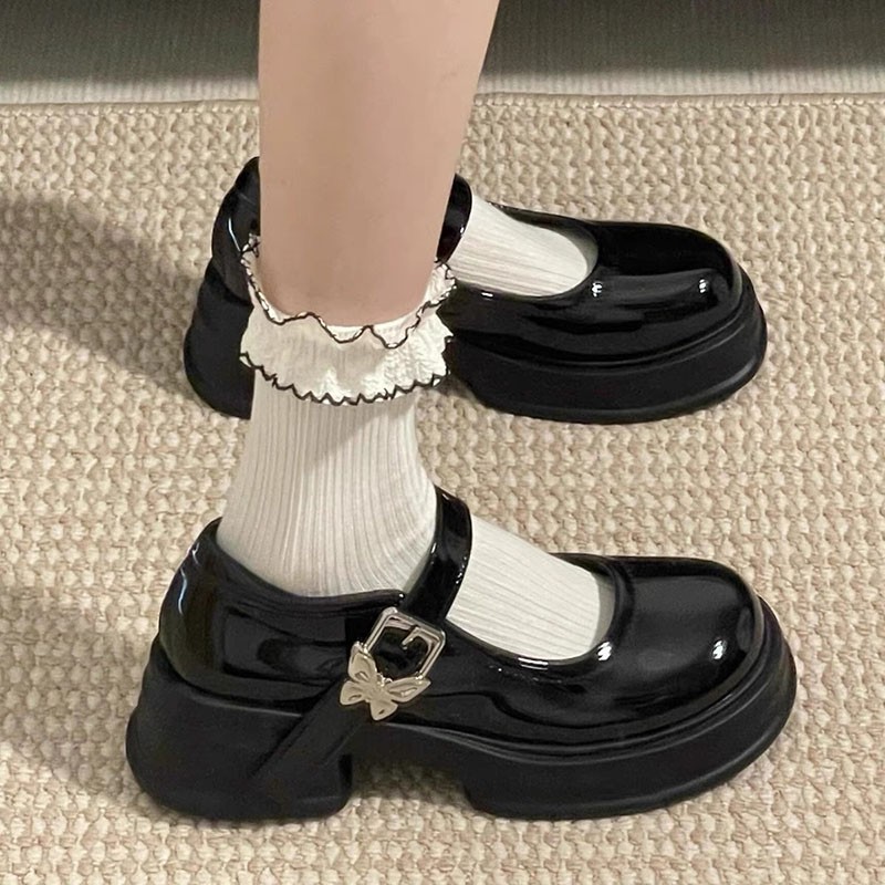 2026 primavera y otoño nuevo estilo francés vintage zapatos marizhen negro universal estilo japonés de estilo universitario zapatos de cuero de suela gruesa para mujeres