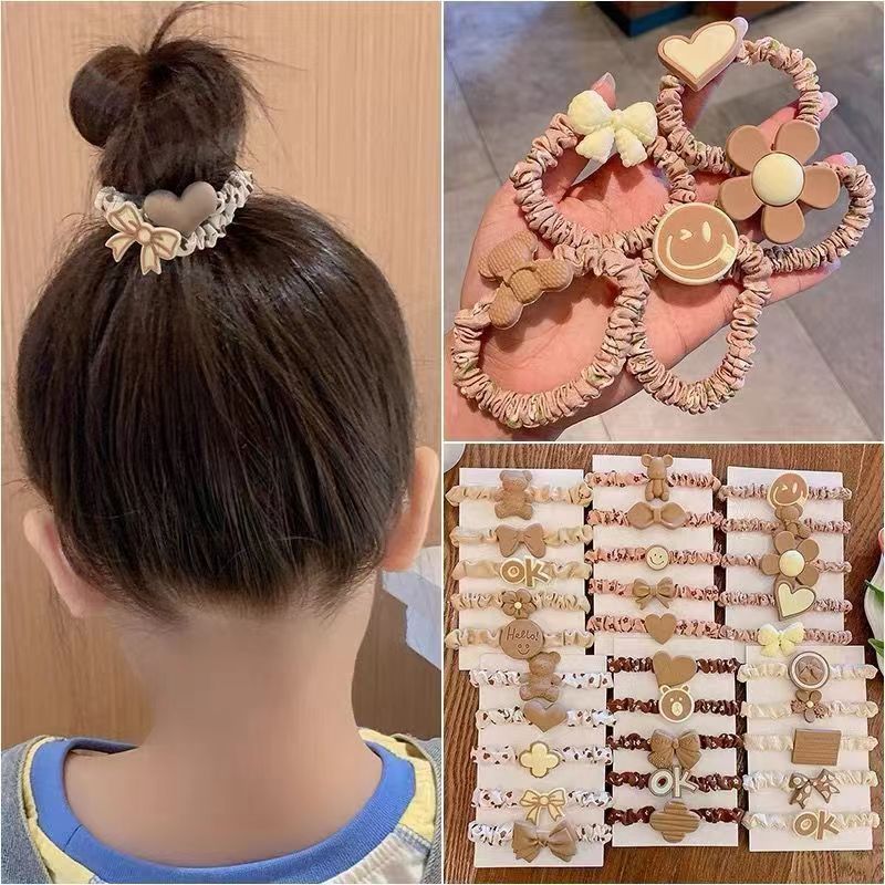 Internet celebridad lazo del pelo banda de goma estilo coreano lindo marrón diadema banda de Pelo elástico bebé Cola de Caballo cuerda de pelo accesorios para el cabello de las niñas