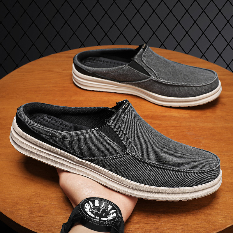 Foreign Trade Cross-Border Large Size Men's Casual Canvas Shoes Spring and Summer Casual Half-Cup Canvas Shoes Fashionable Breathable Men's Canvas Shoes