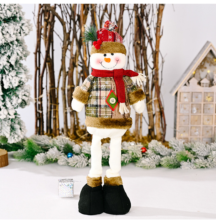 New Christmas Retro Snowflake Plaid Cloth Retractable Doll Christmas Decoration display picture 4