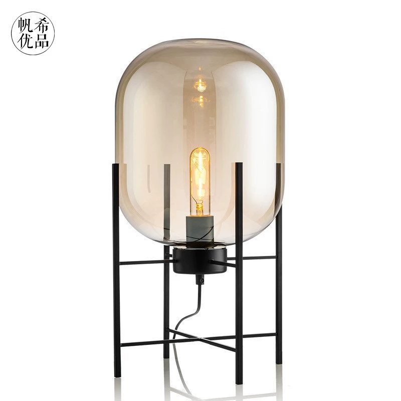Glass table lamp — Scandinavian modern bedside lamp, warm light, button switch, multiple sizes