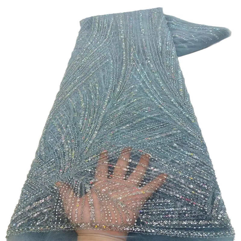En stock tubo de cuentas bordado tela de encaje boda etapa desgaste vestido DIY tela de lentejuelas bordado tela de encaje image 6