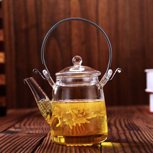 高硼硅玻璃不锈钢提梁壶过滤泡茶壶家用透明玻璃茶具花茶壶煮茶壶