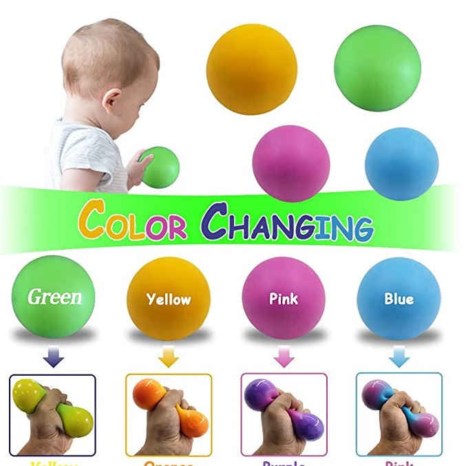 Bola de descompresión transfronteriza que cambia de color bola de tofu bola de pellizco de 6cm Bola de cambio de color de harina llena de EVA 4 pack juguetes de ventilación