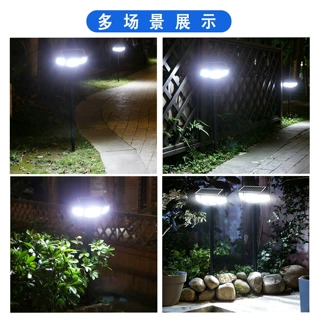 太阳能草坪三头灯户外防水现代民宿氛围别墅花园装饰庭院园林地灯