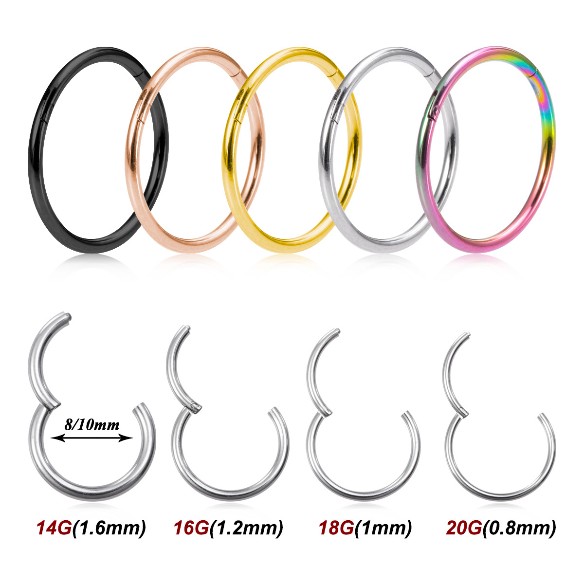 Simple Style Round Stainless Steel Plating Nose Ring 1 Piece