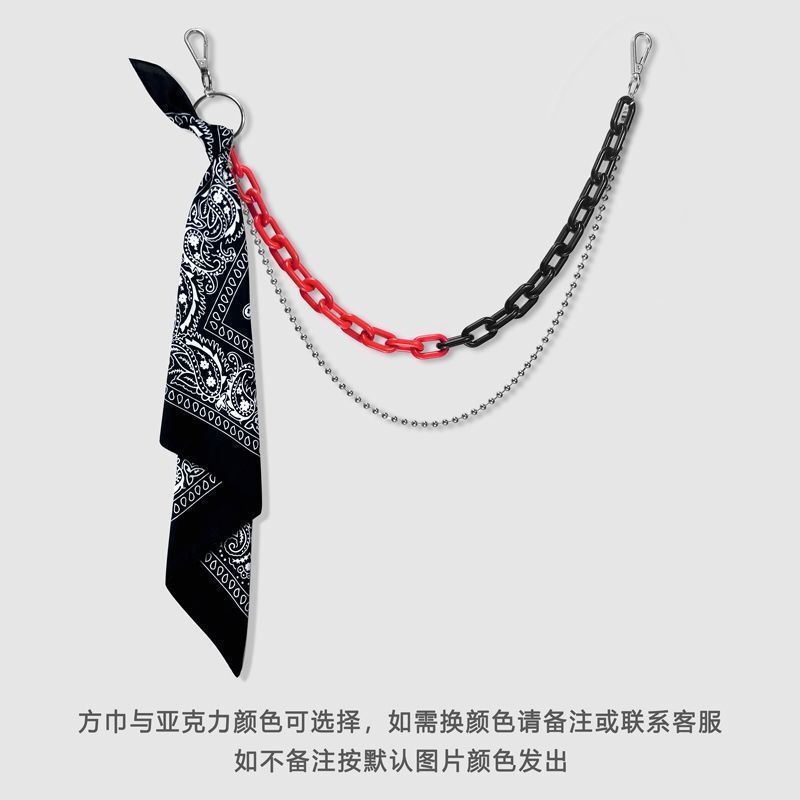ヒップホップパンツチェーンアクセサリーインハイストリートアクセサリー蛍光樹脂パンツチェーンスクエアスカーフメンズメタルウエストチェーン女性ウエスト卸売|undefined