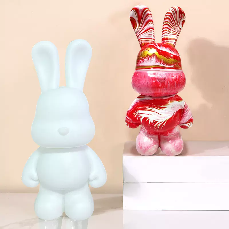 流体兔白胚批发diy 流体熊白胚颜料暴力熊画中小熊礼物工厂批发