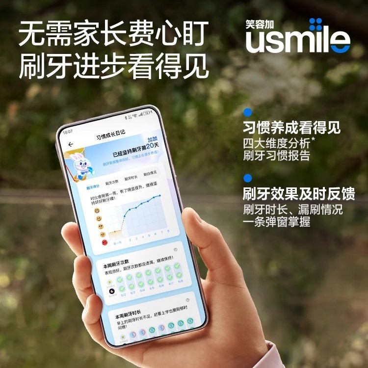 スマイルプラス usmile 子供用電動歯ブラシ 3歳から15歳までのベビーギフト スマート音声リマインダーブラシ Q20|undefined